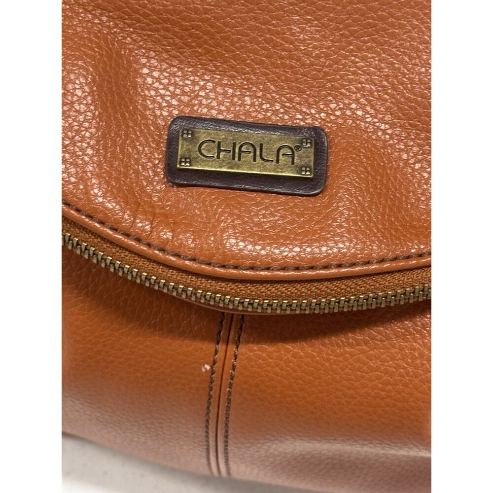 Chala Charming Crossbody Bag Zip Flap Top Metal Chain Rust Brown Turtle Keychain - Picture 2 of 11